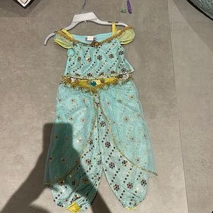 Walt Disney World Princess Jasmine Genie Costume 2 Piece Pants Top Aqua Size 4-5